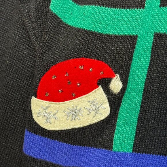 Paul Harris Cardigan Sweater XL Design Black Festive Patterns  Xmas Themed - Picture 7 of 14